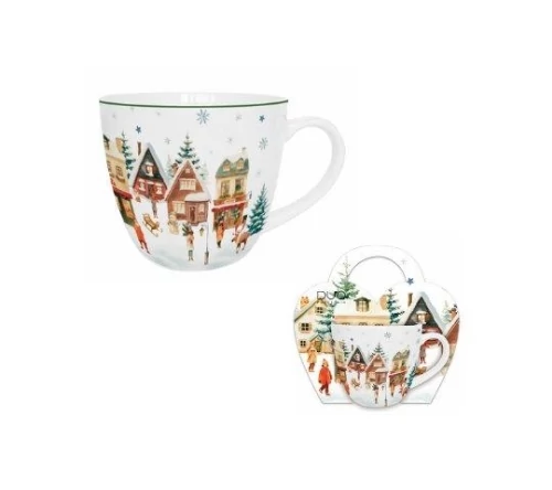 Porcelánbögre 460ml, díszcsomagolásban, Christmas Village, D.G.68894