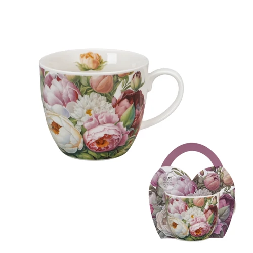 Porcelánbögre 460ml, díszcsomagolásban, Peonies, D.G.69860