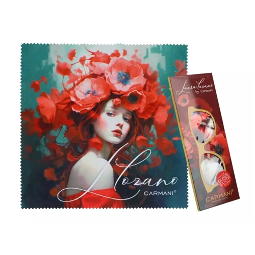 Szemüvegtörlő kendő 20x20cm, Laura Lozano: Lady's Floral, pipacs, H.C.021-0572