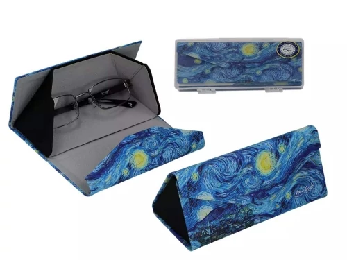 Összehajtható műanyag szemüvegtok 0,57x16x6cm, dobozban, Van Gogh: Csillagos éj, H.C.021-8350