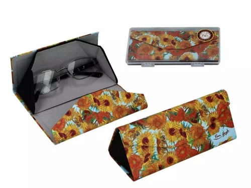 Összehajtható műanyag szemüvegtok 0,57x16x6cm, dobozban, Van Gogh: Napraforgók, H.C.021-8352