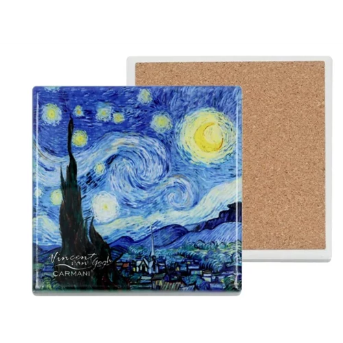 Kerámia alátét, alján parafa bevonattal, 10,8x10,8cm, Van Gogh: Csillagos éj, H.C.008-2050C