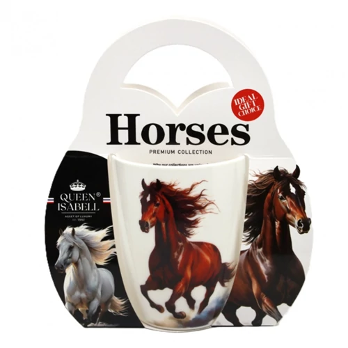 Porcelánbögre,350ml,díszcsomagolásban,barna lovas, P.P.Q1-16061