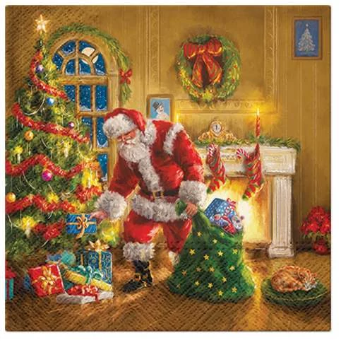 Santa is Here papírszalvéta 33x33cm, 20db-os, P.W.SDL231800