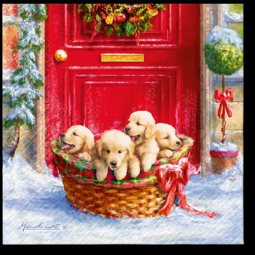 Christmas Puppies papírszalvéta 33x33cm,20db-os, P.W.SDL236100