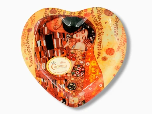 Üvegtányér szív 25x23cm Klimt:The Kiss, H.C.198-1403