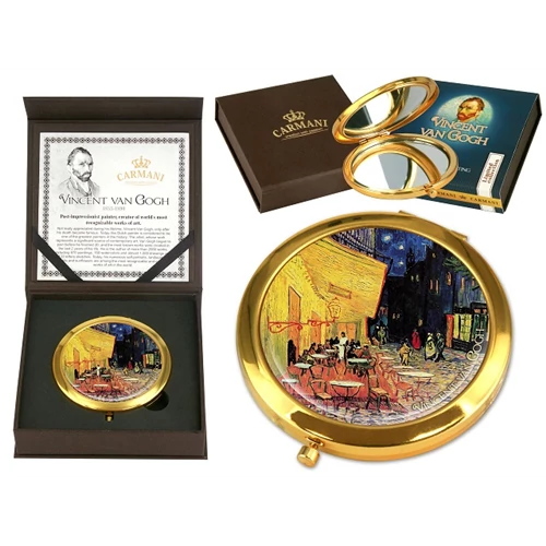Kézitükör nagyítós, fémkeretben, dobozban, 11cm, Van Gogh: Kávéház éjjel, H.C.181-1304