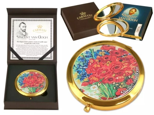 Kézitükör nagyítós,fémkeretben,11cm,Van Gogh:Pipacsok és  százszorszépek, H.C.181-1307