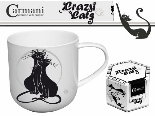 Porcelánbögre 500ml,fekete macskás , H.C.017-2005