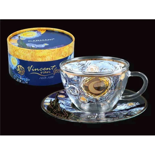 Üvegcsésze+alj 250ml, dobozban, Van Gogh:Csillagos éj, H.C.841-6210