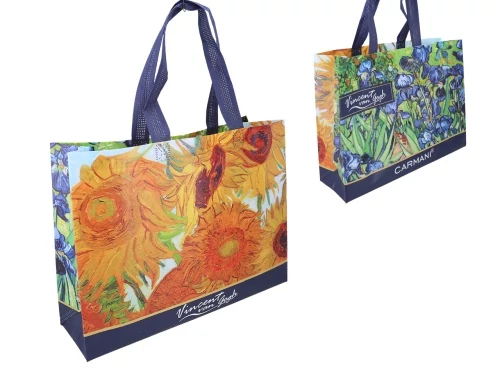 Válltáska kétoldalas 33x10x25cm, műanyag, Van Gogh: Napraforgók/Íriszek, H.C.021-9051
