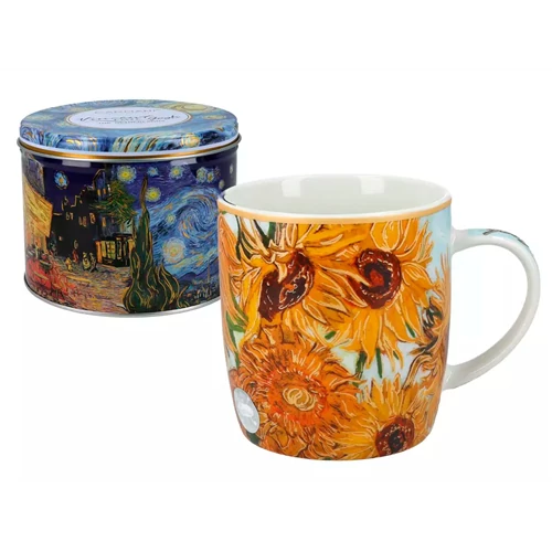 Porcelánbögre 380ml, fémdobozban, Van Gogh: Napraforgók, H.C.830-3106