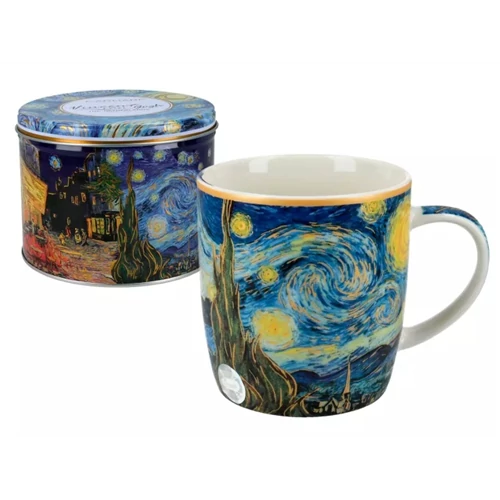 Porcelánbögre 380ml, fémdobozban, Van Gogh: Csillagos éj, H.C.830-3110