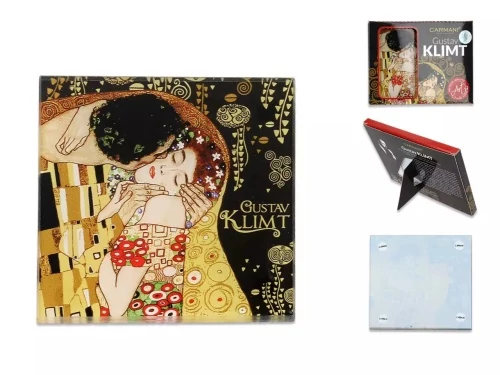 Üveg poháralátét 10,5x10,5cm,Klimt:The Kiss, H.C.195-0002