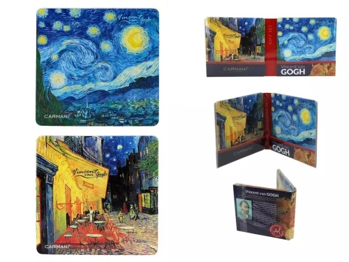 Parafa poháralátét 2db-os szett 10,5x10,5cm, Van Gogh:Csillagos éj/Kávéház éjjel, H.C.022-4022