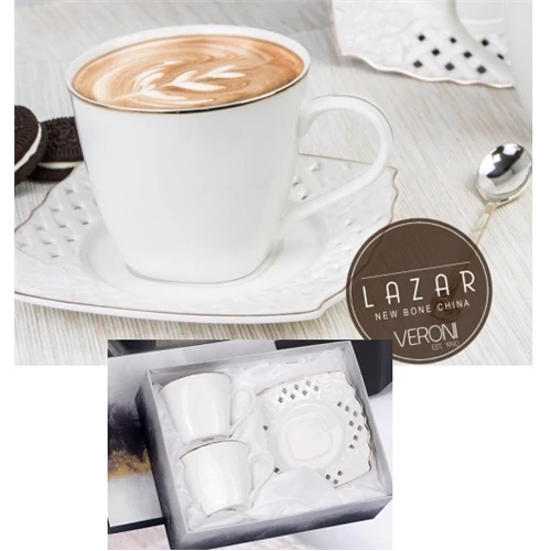 Lazar porceláncsésze+alj 220ml, 2 személyes, dobozban, V.B.16881