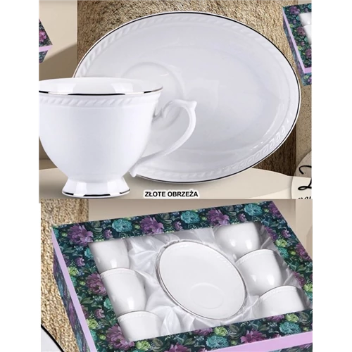 Dominica porceláncsésze+alj, 220ml, 6 személyes, dobozban, V.B.23759