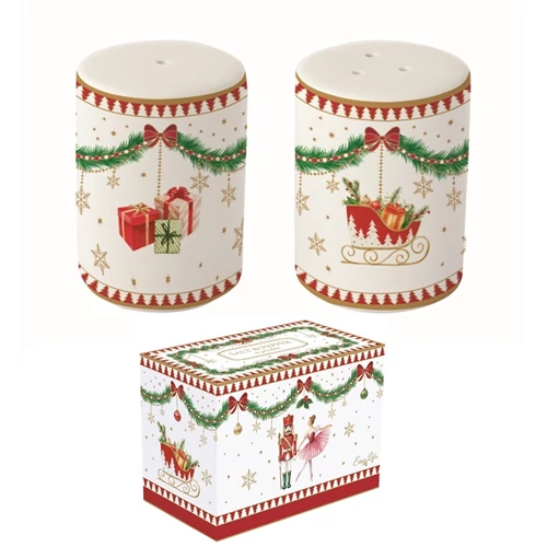 Porcelán só-borsszóró szett, 7cm, dobozban, Magie de Noel, R2S.1333MNOE