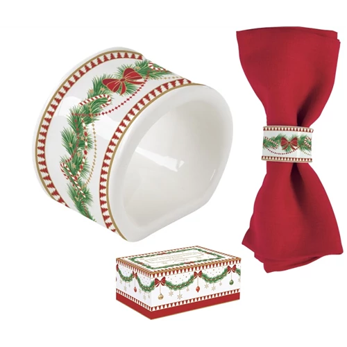 Porcelán szalvétagyűrű 4 db-os szett, 4,5cm, dobozban, Magie de Noel, R2S.2192MNOE