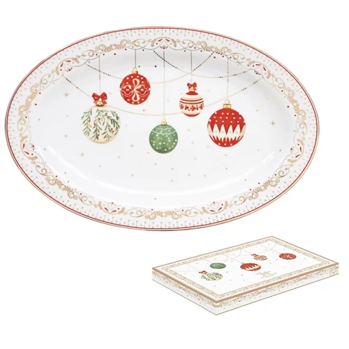 Porcelán ováltálca 35x23,5cm, dobozban, Christmas Eve, R2S.1116CEVE