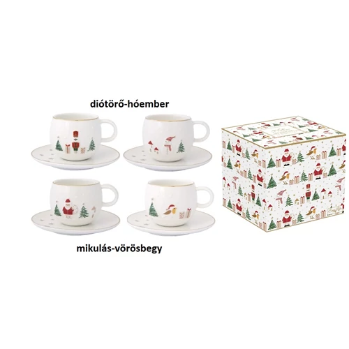 Porcelán eszpresszócsésze+alj 2 személyes, 120ml, dobozban, Let it Snow, R2S.1336LSNO