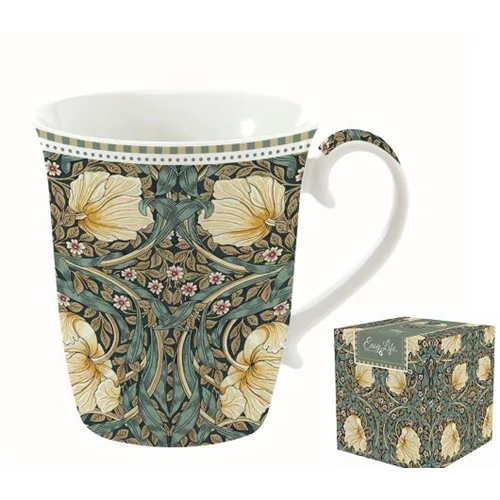 Porcelánbögre 275ml, dobozban, William Morris, Black, R2S.1101WILB