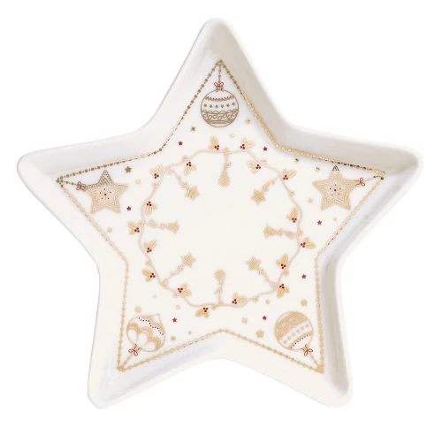 Porcelán csillagtálca 19,5cm, dobozban, Christmas Lights, R2S.1324CHLI