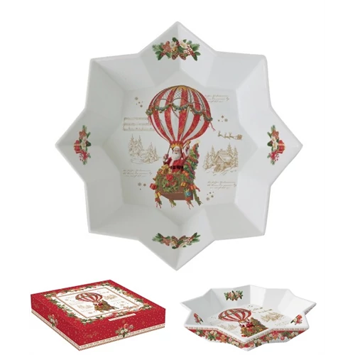 Porcelán csillagtál 25x4,5cm, dobozban, Christmas Memories, R2S.1049CHAB