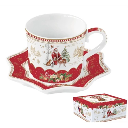 Porceláncsésze+alj 250ml, dobozban, Christmas Memories, R2S.1236CHME