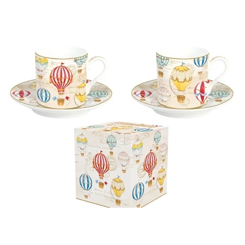 Porcelán eszpresszócsésze+alj 2 személyes 75ml dobozban,Air Balloons, R2S.211AIRB
