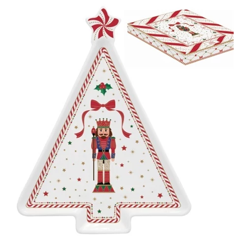 Porcelán fenyőtálca 21x16cm, dobozban, Nutcracker Twist, R2S.1325NTWI
