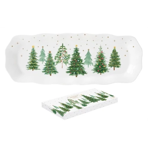 Porcelántálca 37x14cm, dobozban, Festive Trees, R2S.1482FTRE