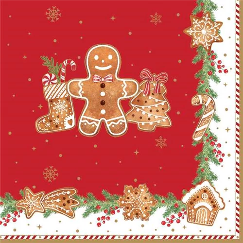 Papírszalvéta 33x33cm, 20db-os, Fancy Gingerbread, R2S.414FANG