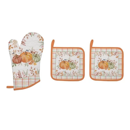 Edényalátét 2db 20x20cm+edényfogó kesztyű 20x30cm,100% pamut, Harvest, R2S.2630HARV
