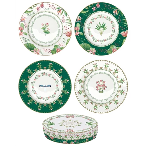 Porcelán desszerttányérszett 4db-os,19cm dobozban, Botanic Chic, R2S.924BOCH
