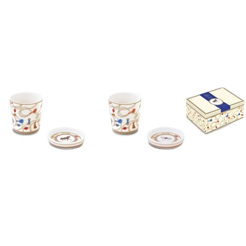 Porcelán eszpresszópohár 90ml alátéttel, 2 személyes szett dobozban, Cheval, P.M.PM0321CHEV