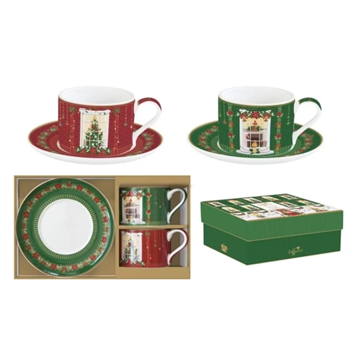 Porceláncsésze+alj 240ml, 2 személyes, dobozban, Coffee Mania, Festive Avenue, R2S.132FEAV