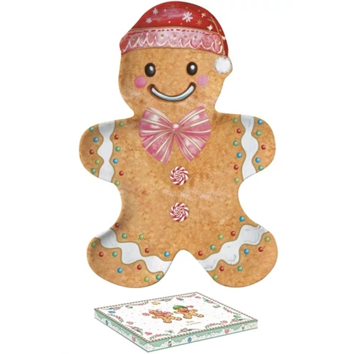 Porcelántálca 17x25cm, mézeskalács figura forma, dobozban, Sweet Christmas, R2S.1470SWEC