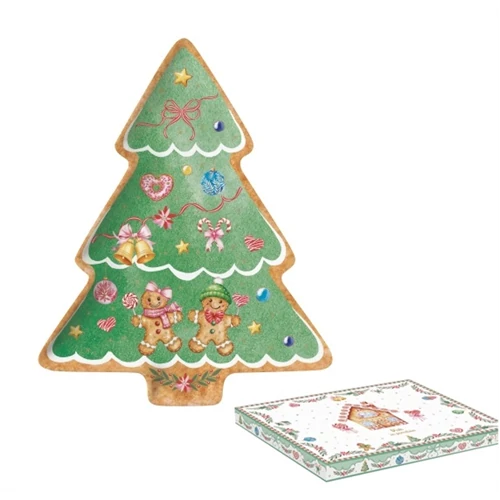 Porcelántálca 20,5x25,5cm, karácsonyfa forma, dobozban, Sweet Christmas, R2S.1481SWEC