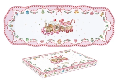 Porcelántálca 37x14cm, dobozban, Sweet Christmas, R2S.1482SWEC