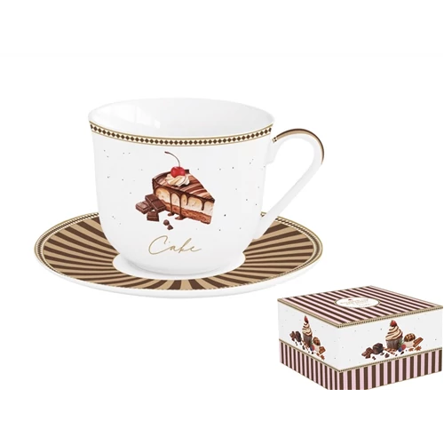 Porcelán reggelizőcsésze+alj 370ml, dobozban,Sweet Moments, R2S.1182SWEM