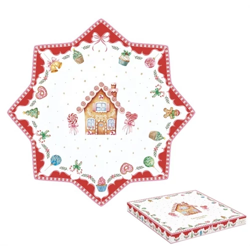 Porcelán tortatál 32cm, dobozban, Sweet Christmas, R2S.1412SWEC