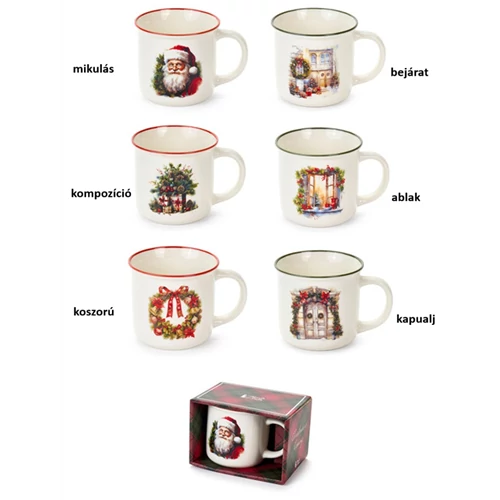 Porcelánbögre skótkockás dobozban, 9,4x7,2x8,7cm, Christmas is coming, kompozíció, N.S.BGQ251901C