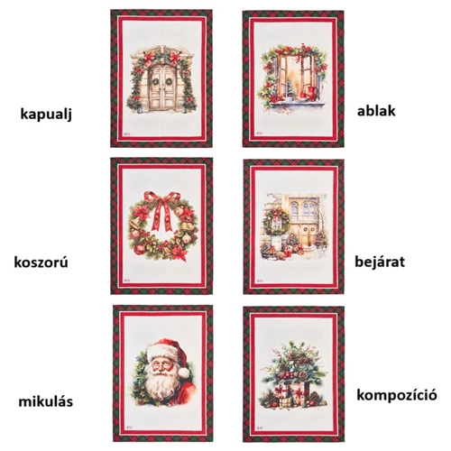 Konyharuha 50x70cm, pamut, Christmas is coming, ablak, N.S.HTH251901E