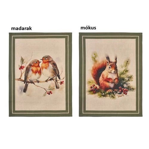 Konyharuha 50x70cm, pamut, Bosco incantato, madarak, N.S.HTH252006A