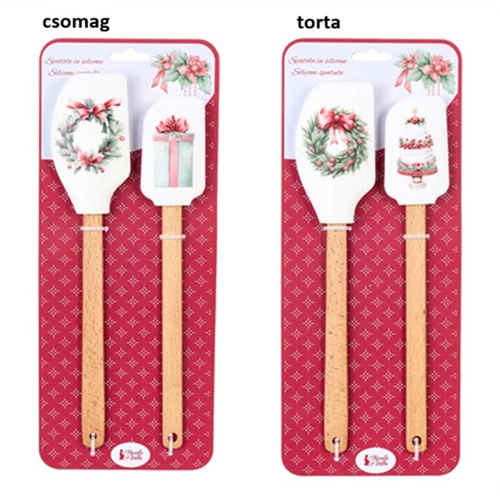 Ajándékszett:2 szilikonspatula fanyéllel 26/29cm, Storia di Natale torta, N.S.JHI251801A