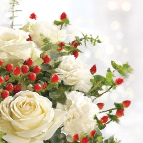 Christmas Roses papírszalvéta 33x33cm,20db-os, AMB.33304905