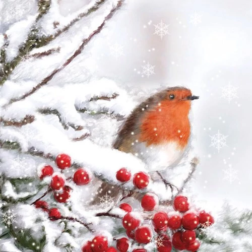 Robin in Snow papírszalvéta 33x33cm,20db-os, AMB.33305105
