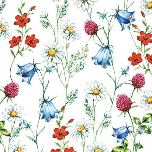 Mixed Wild Flowers white papírszalvéta 33x33cm,20db-os, AMB.13311295