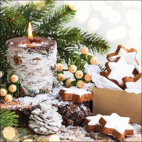 Birchwooden Candle papírszalvéta 33x33cm,20db-os, AMB.33312160